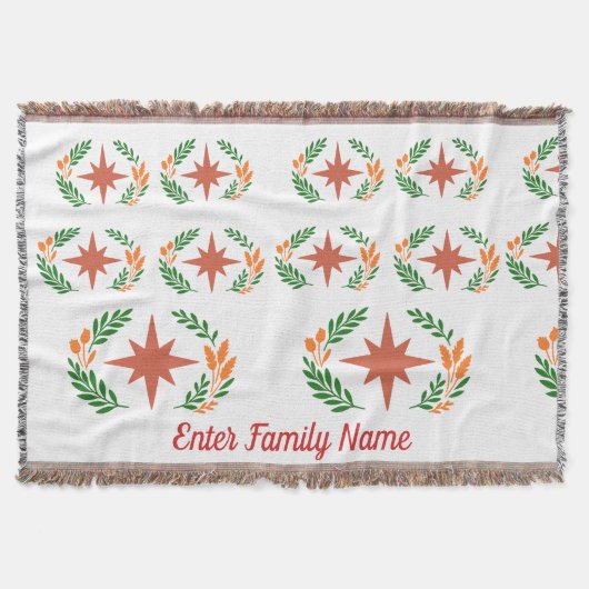 Personalized Family Name Rustic Boho Star Wreath Deken (Voorkant)