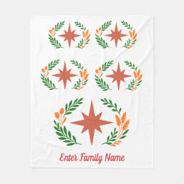 Personalized Family Name Rustic Boho Star Wreath Fleece Deken