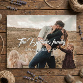 Personalized Family Name Script Photo  Briefkaart