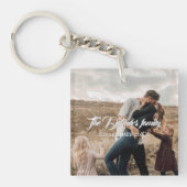 Personalized Family Name Script Photo  Sleutelhanger (Voorkant)