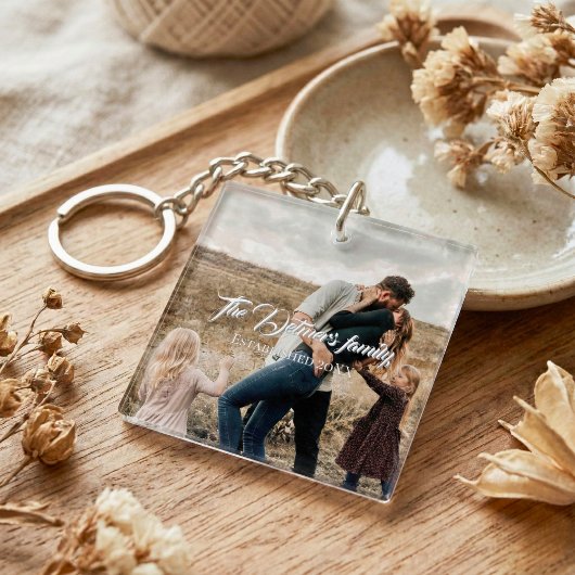 Personalized Family Name Script Photo  Sleutelhanger