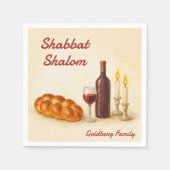 Personalized Family Name Shabbat Shalom Servet (Voorkant)
