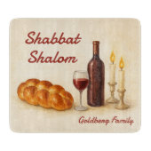 Personalized Family Name Shabbat Shalom Snijplank (Voorkant)