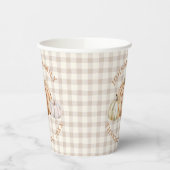 Personalized Family Name Thankful Neutral Gingham Papieren Bekers (Links)