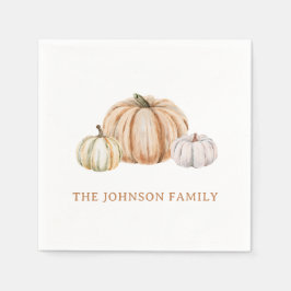 Personalized Family Name Thankful Neutral Pumpkin Servet