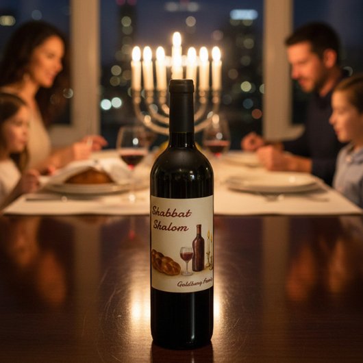 Personalized Family Name Watercolor Wijn Etiket