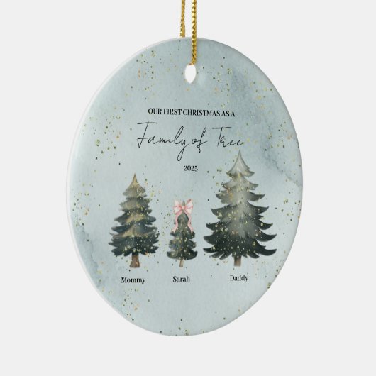 Personalized Family of Three Christmas Ornament (Rechts)