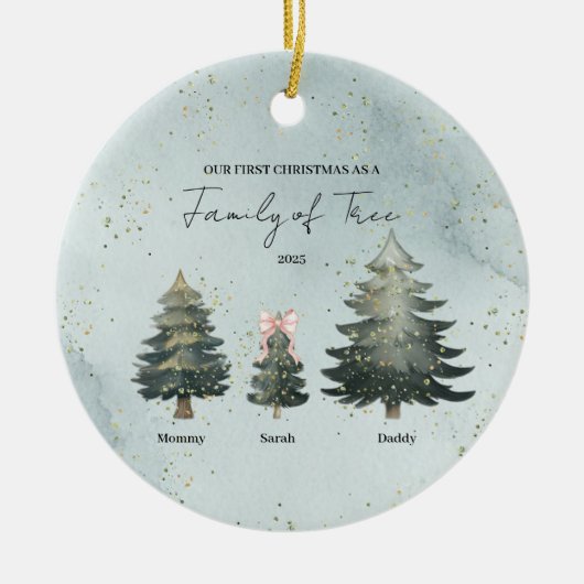 Personalized Family of Three Christmas Ornament (Voorkant)