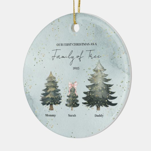 Personalized Family of Three Christmas Ornament (Links)