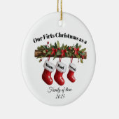 Personalized Family of Three Christmas Ornament Keramisch Ornament (Rechts)