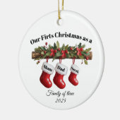 Personalized Family of Three Christmas Ornament Keramisch Ornament (Links)