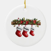 Personalized Family of Three Christmas Ornament Keramisch Ornament (Achterkant)