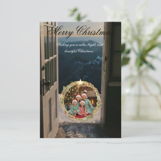 Personalized Family Photo Christmas Card Bedankkaart (Staand voorkant)
