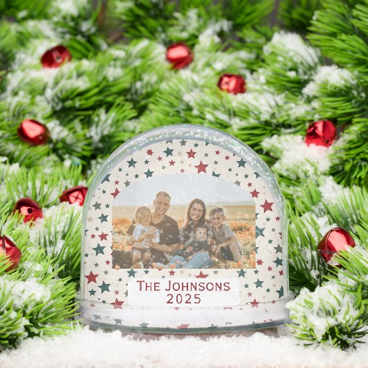 Personalized Family Photo Christmas Stars Sneeuwbol (Kerstmis)