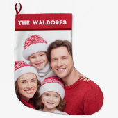 Personalized Family Photo Christmas Stocking Grote Kerstsok (Voorkant)