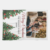 Personalized Family Photo Christmas Tree Theedoek (Horizontaal)