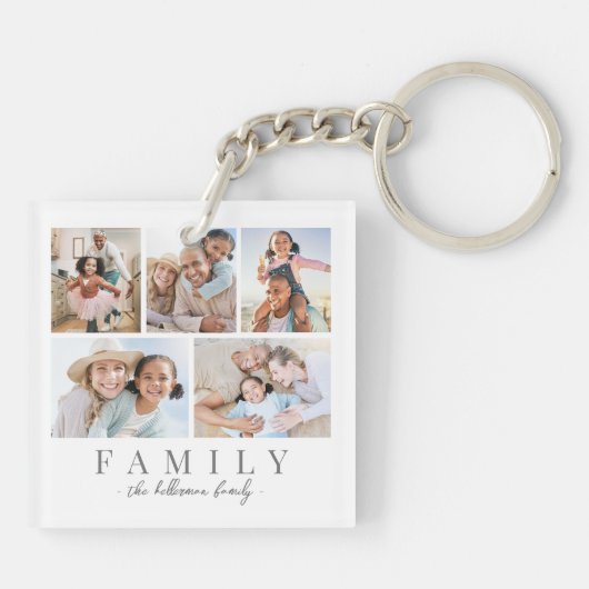 Personalized Family Photo Collage Sleutelhanger (Achterkant)