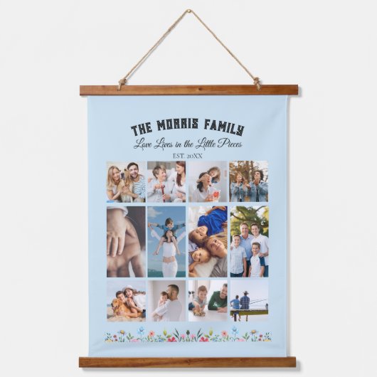 Personalized Family Photo Collage Tapestry Hangend Wandkleed (Voorkant)