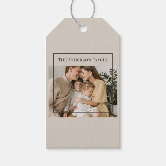 Personalized Family Photo | Custom Family Name  Cadeaulabel (Voorkant)