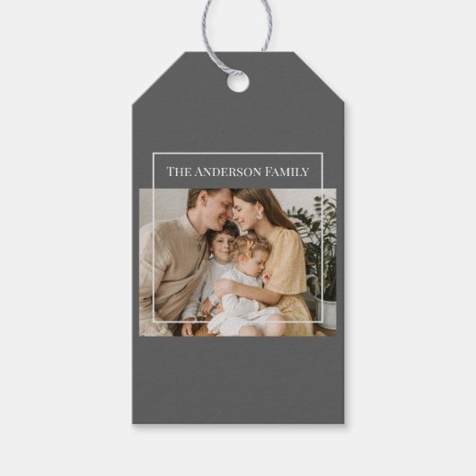 Personalized Family Photo | Custom Family Name  Cadeaulabel (Voorkant)