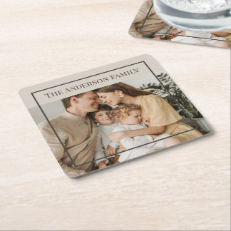 Personalized Family Photo | Custom Family Name  Kartonnen Onderzetters