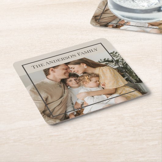 Personalized Family Photo | Custom Family Name  Kartonnen Onderzetters (Schuin)