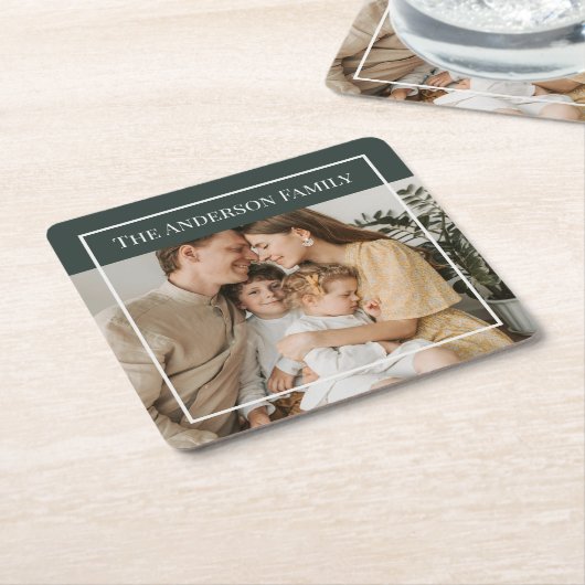 Personalized Family Photo | Custom Family Name  Kartonnen Onderzetters (Schuin)