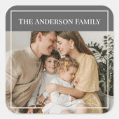 Personalized Family Photo | Custom Family Name  Vierkante Sticker (Voorkant)