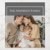 Personalized Family Photo | Custom Family Name Wijn Etiket (Enkel label)