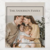 Personalized Family Photo | Custom Family Name Wijn Etiket (Enkel label)