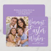Personalized Family Photo Happy Easter On Purple Feestdagenkaart (Voorkant / Achterkant)