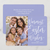 Personalized Family Photo Happy Easter Violet Blue Feestdagenkaart (Voorkant / Achterkant)