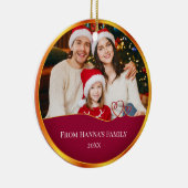 Personalized Family Photo & Merry Christmas Keramisch Ornament (Rechts)