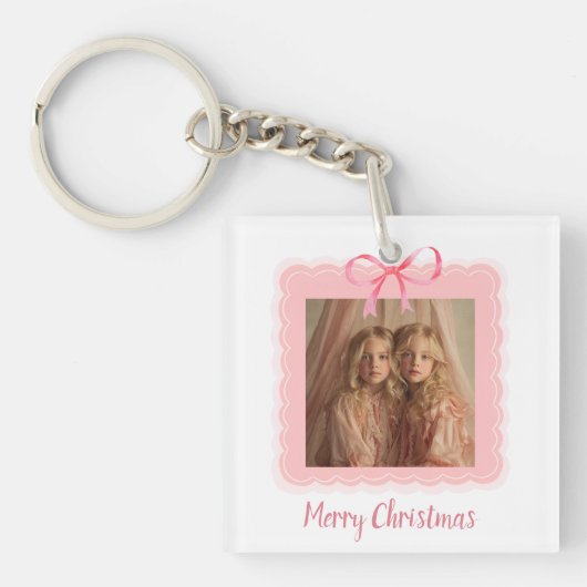 Personalized Family Photo Merry Christmas Keychain (voorkant)