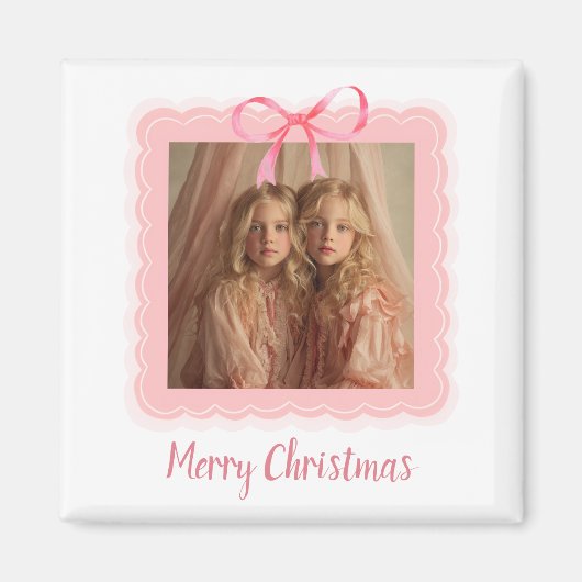 Personalized Family Photo Merry Christmas Magnet (Voorkant)