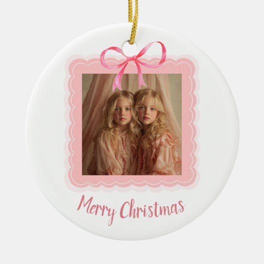 Personalized Family Photo Merry Christmas Ornament (Voorkant)