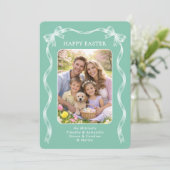 Personalized Family Photo On Mint Green Easter Feestdagenkaart (Staand voorkant)