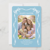 Personalized Family Photo On Robin Egg Blue Easter Feestdagenkaart (Voorkant)