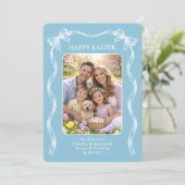 Personalized Family Photo On Robin Egg Blue Easter Feestdagenkaart (Staand voorkant)