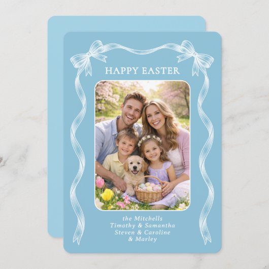 Personalized Family Photo On Robin Egg Blue Easter Feestdagenkaart (Voorkant / Achterkant)