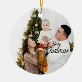 Personalized Family Photo Ornament with Cat (Voorkant)