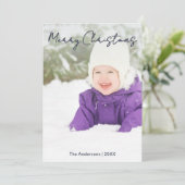 Personalized Family Photo Simple Minimalist Feestdagenkaart (Staand voorkant)