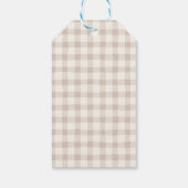 Personalized Family Thanksgiving Neutral Gingham  Cadeaulabel (Achterkant)
