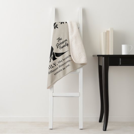 Personalized Family Tree Black And Tan Sherpa Deken (In situ)