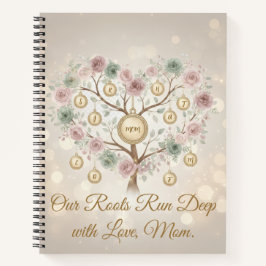 Personalized Family Tree Floral Notebook Notitieboek