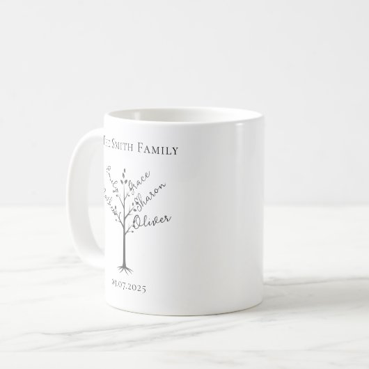 Personalized Family Tree Mug | Custom Name Tree Koffiemok (Voorkant links)