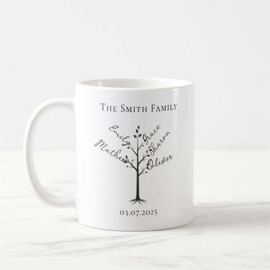 Personalized Family Tree Mug | Custom Name Tree Koffiemok (Links)