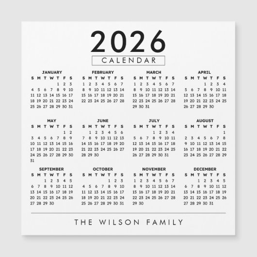 Personalized Family Wall Calendar 2026 (Voorkant)