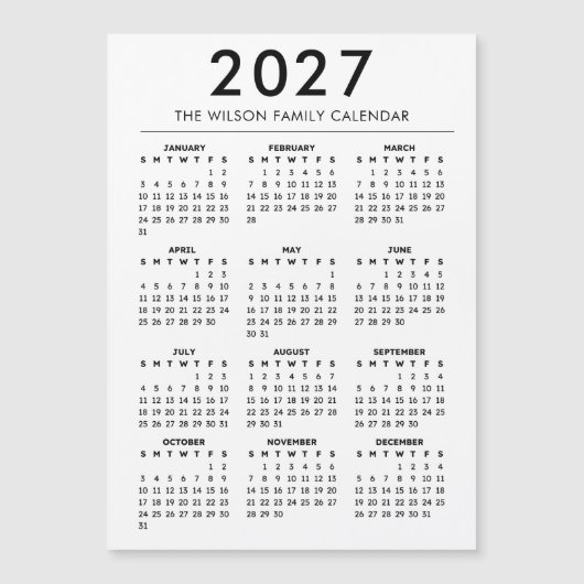 Personalized Family Wall Calendar 2027 (Voorkant)