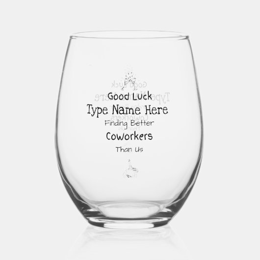 Personalized farewell Coworkers Wine Glass Wijnglas Zonder Voet (Voorkant)